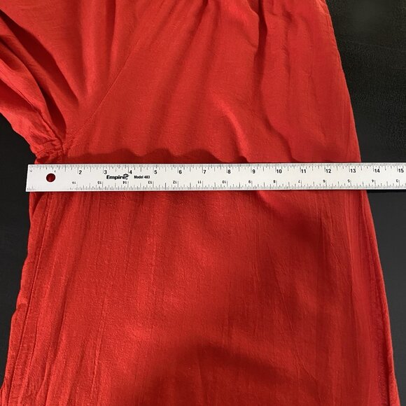 Red Wide Leg Palazzo Jumpsuit M Cotton V Neck Lightweight Summer Travel Resort - Picture 14 of 15